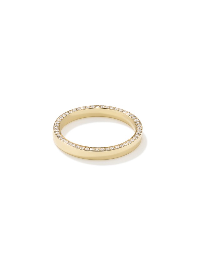 Thin Side Set Diamond Band in Yellow Gold