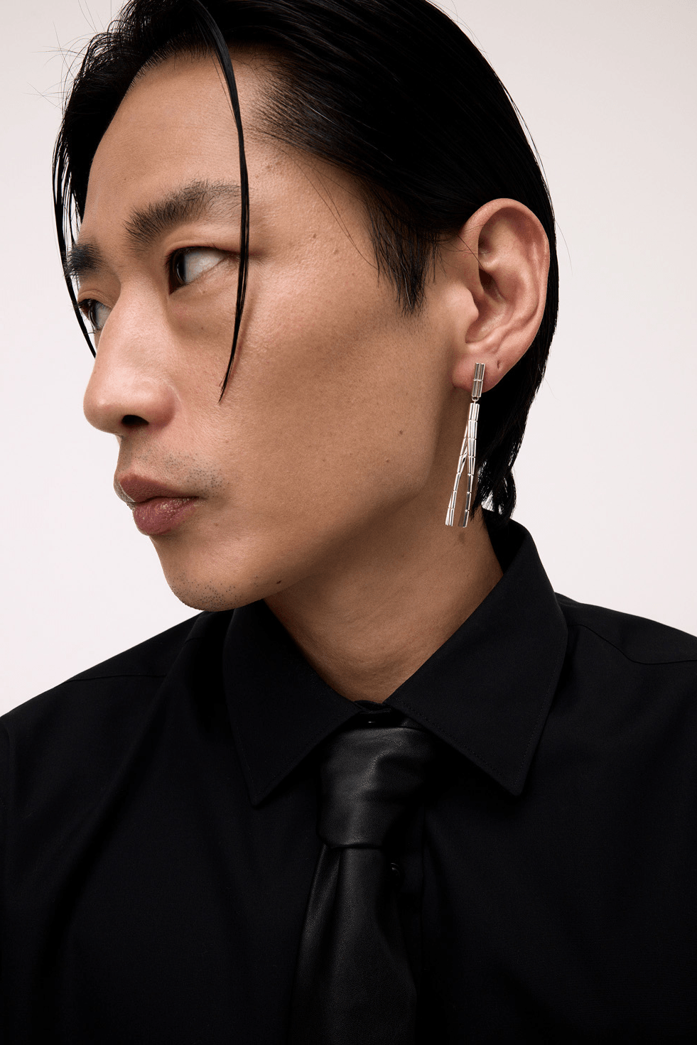 Tube Bead Tie Left Earring