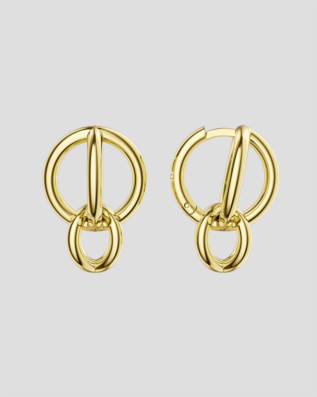 Double Puzzle Hoops Gold Vermeil