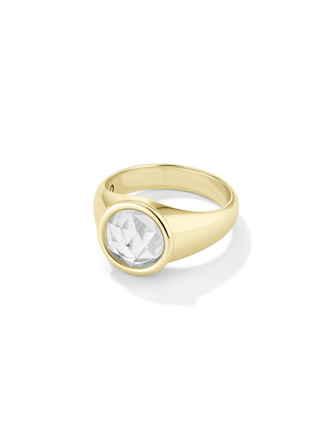 Rock Crystal Rose Ring in Yellow Gold