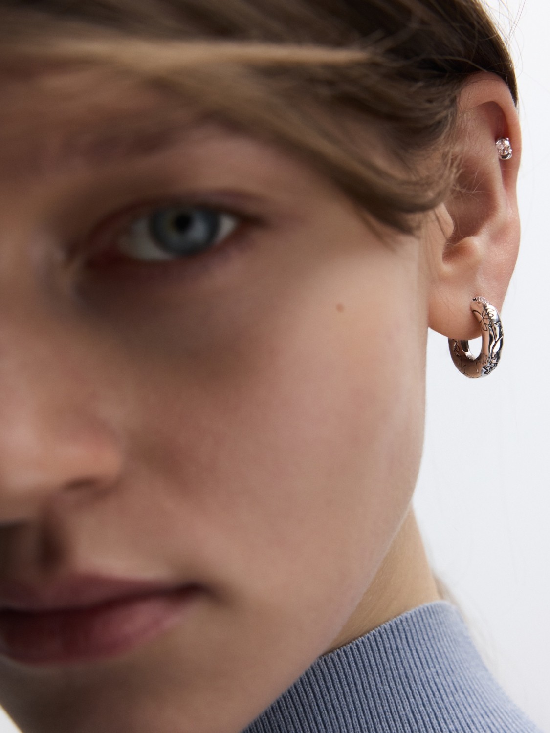 Black Millefleurs Hoops