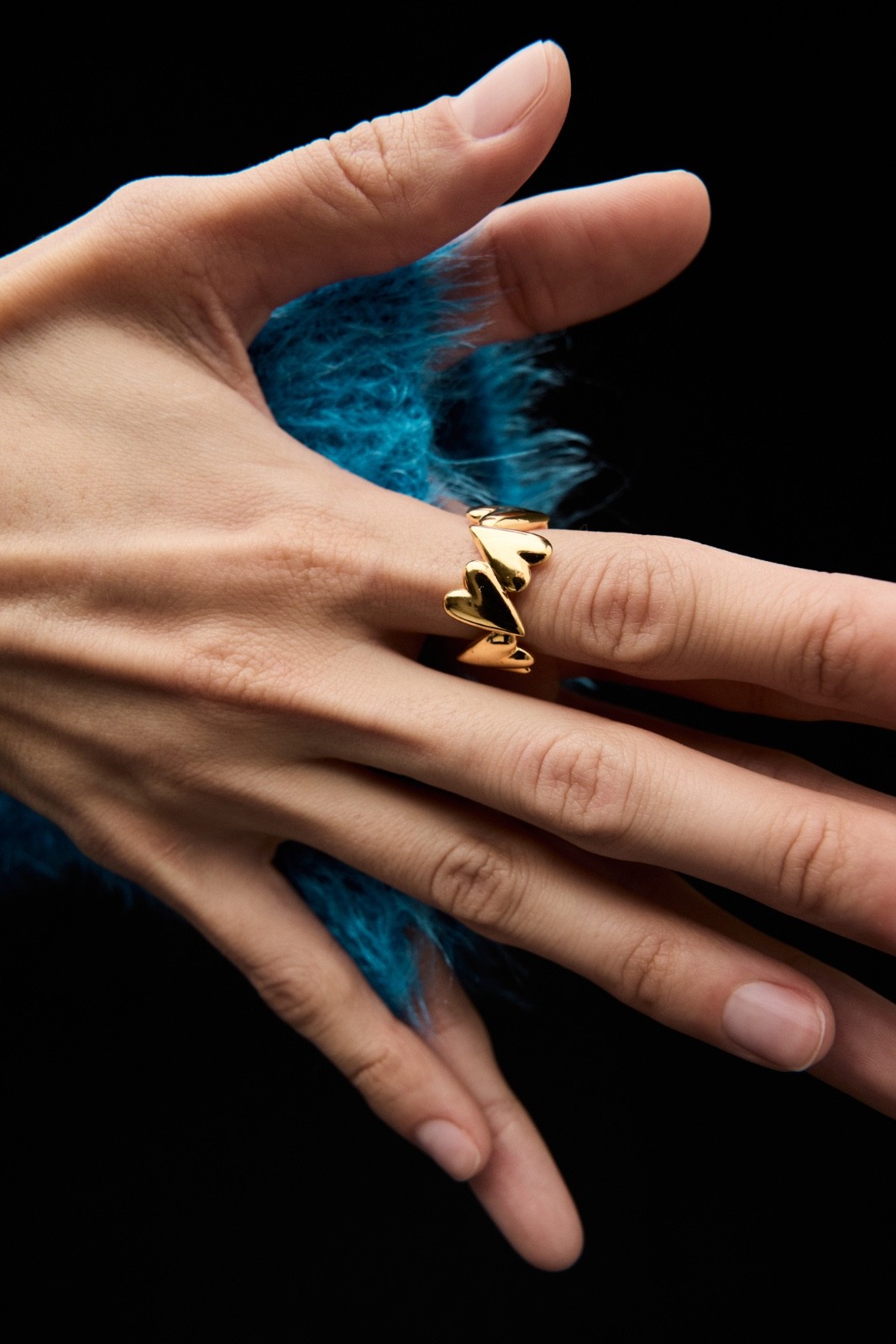 Dancing Hearts Ring Gold Vermeil