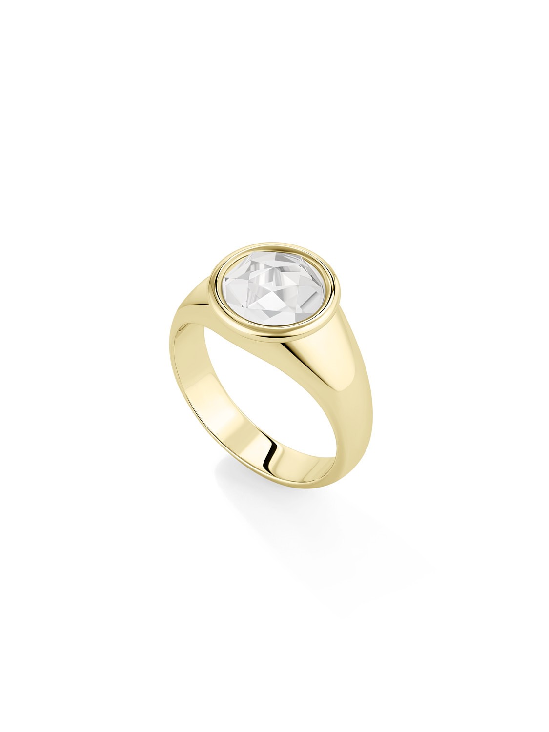Rock Crystal Rose Ring Yellow Gold