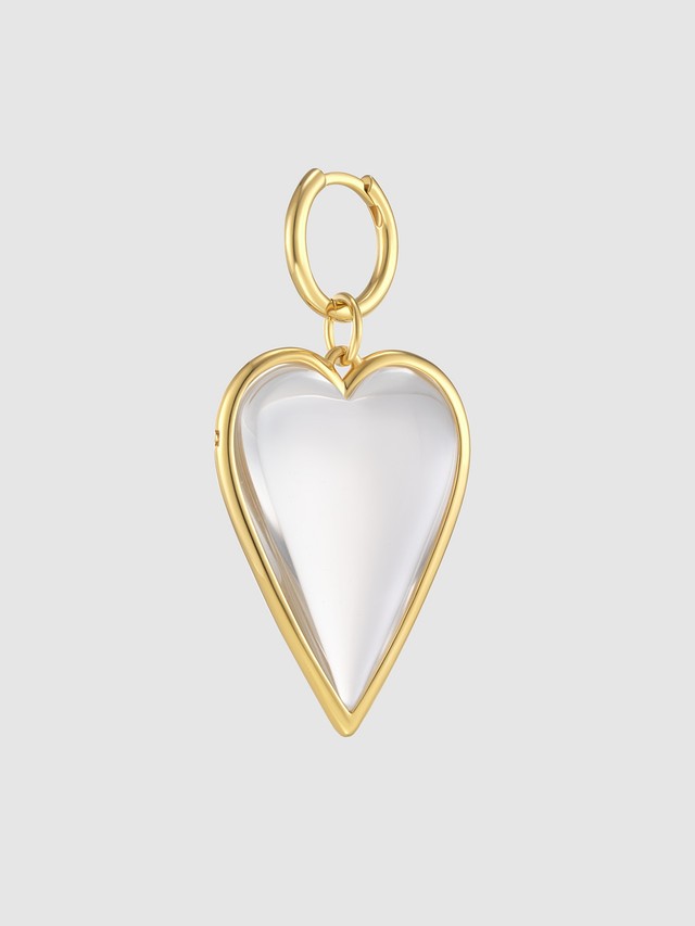 Rock Crystal Heart Single Earring Gold Vermeil