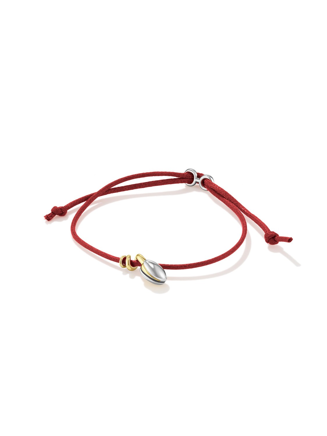 Seed Cord Bracelet Gold Vermeil Red