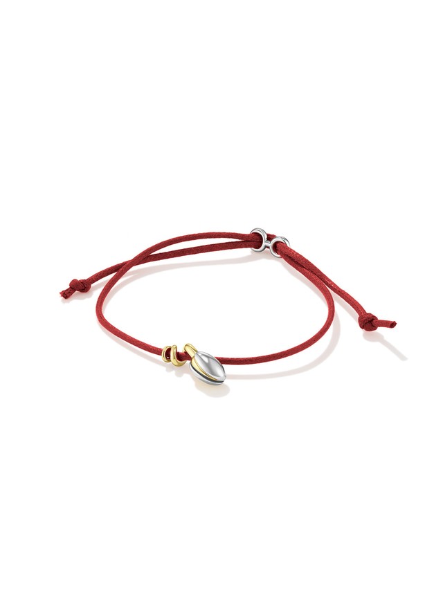 Seed Cord Bracelet Gold Vermeil Red