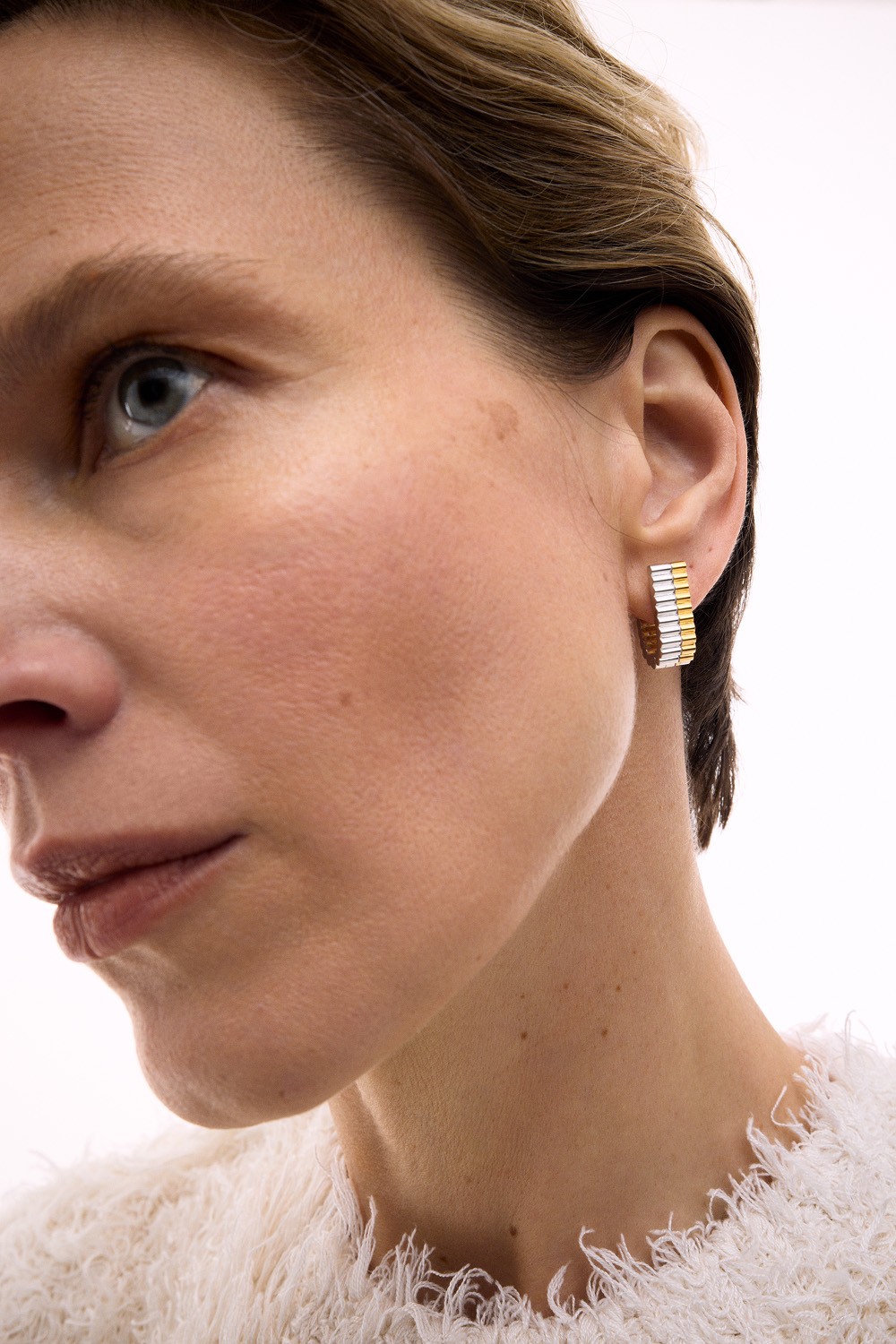 Bicolour Tube Bead U-earrings