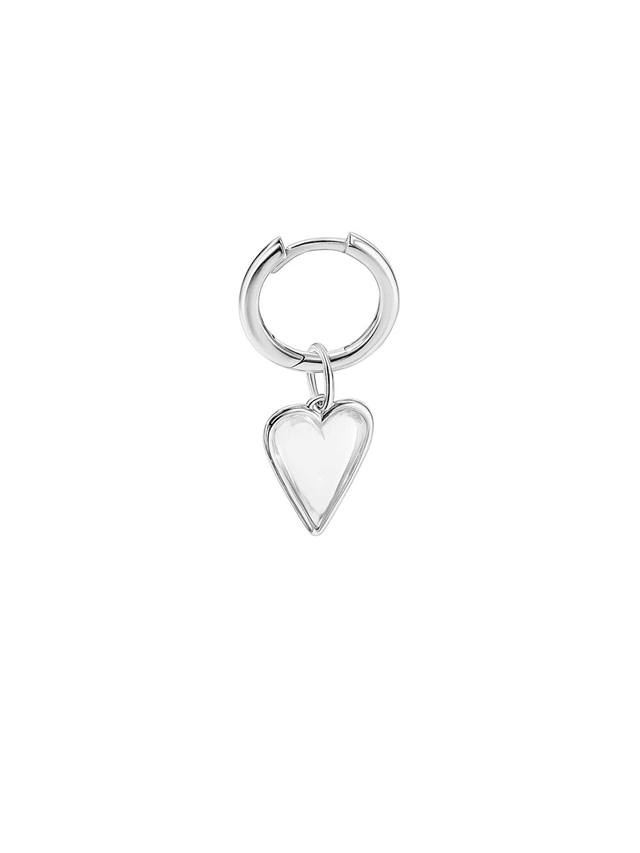 Small Rock Crystal Heart Single Earring