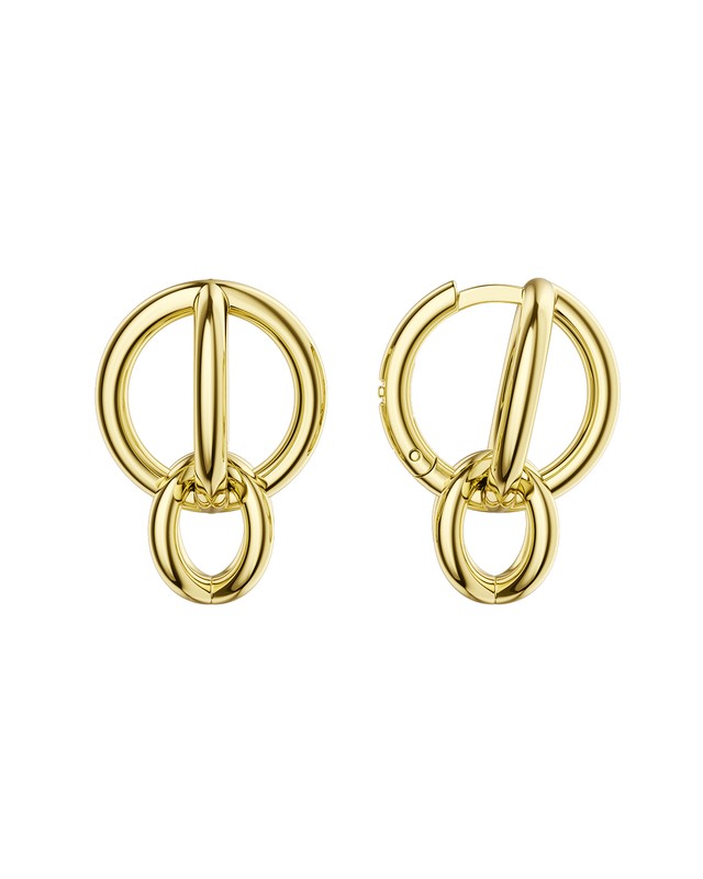 Double Puzzle Hoops Gold Vermeil