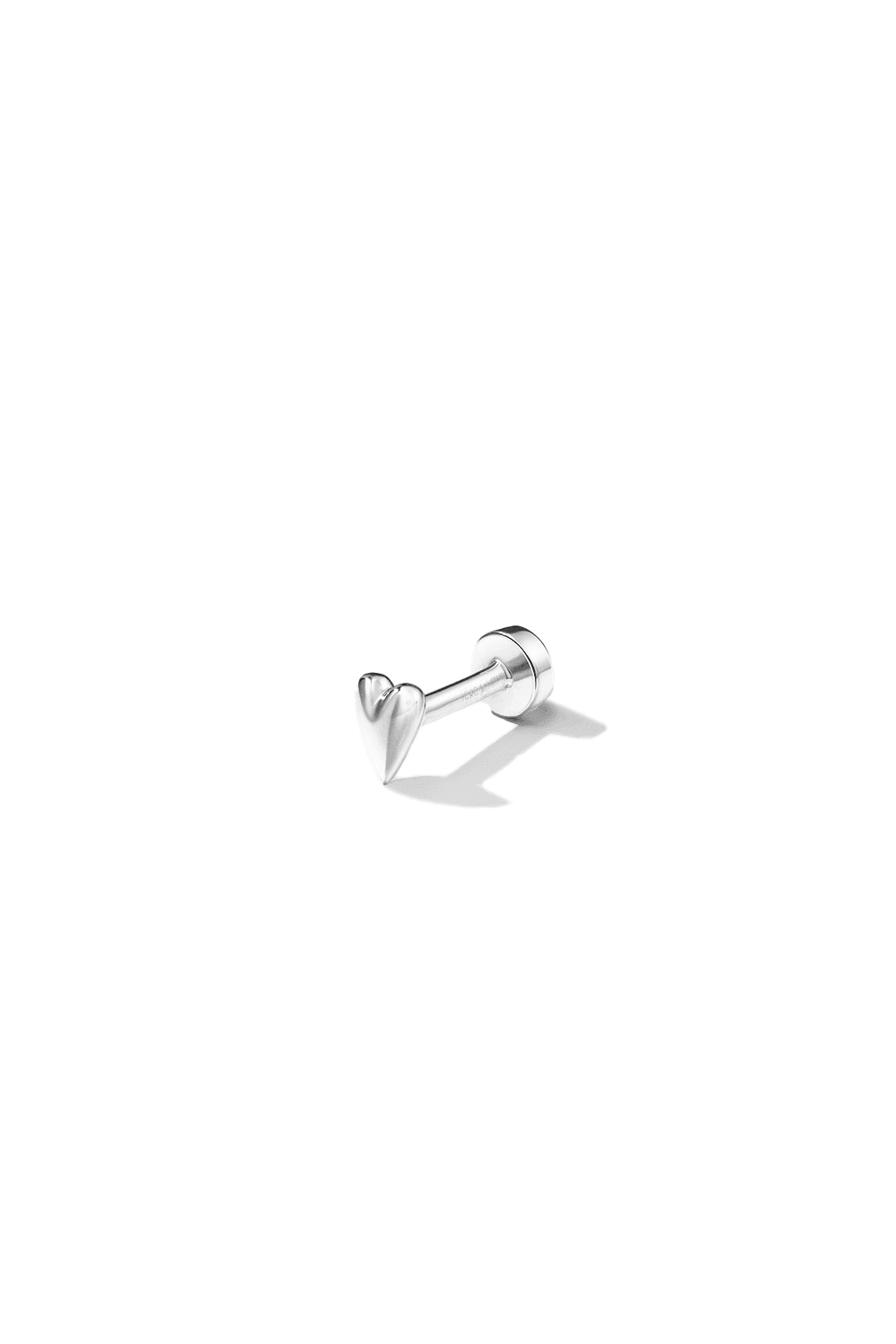 Heart Piercing Stud in White Gold