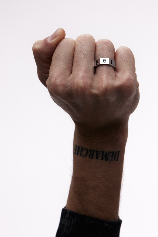 Together Ring with Black Enamel