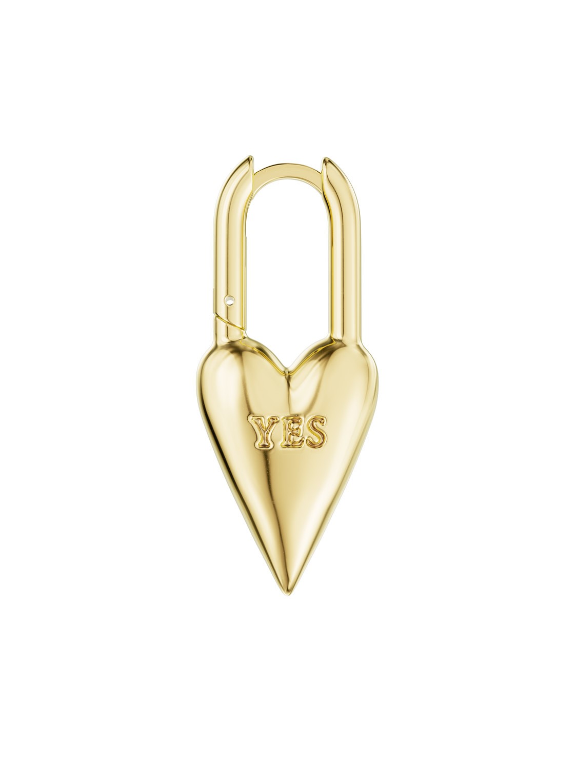 Yes-No Heart Lock Earring Gold Vermeil