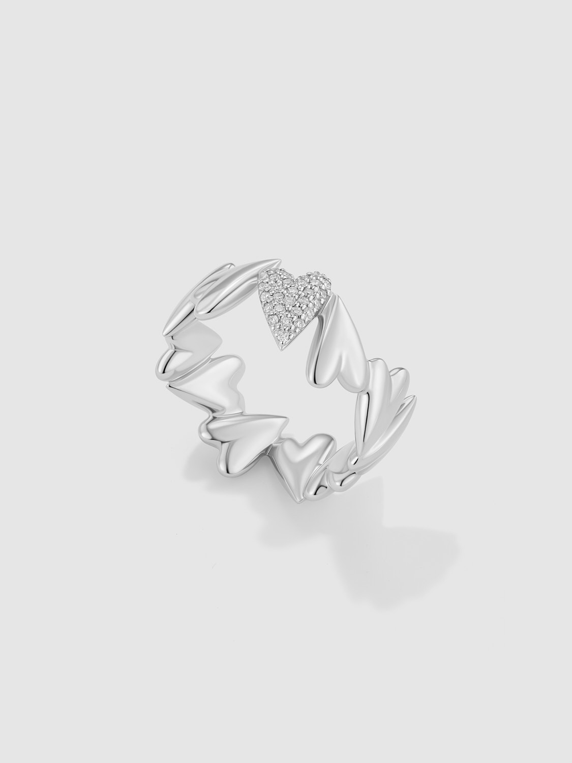 Diamond Dancing Hearts Ring White Gold