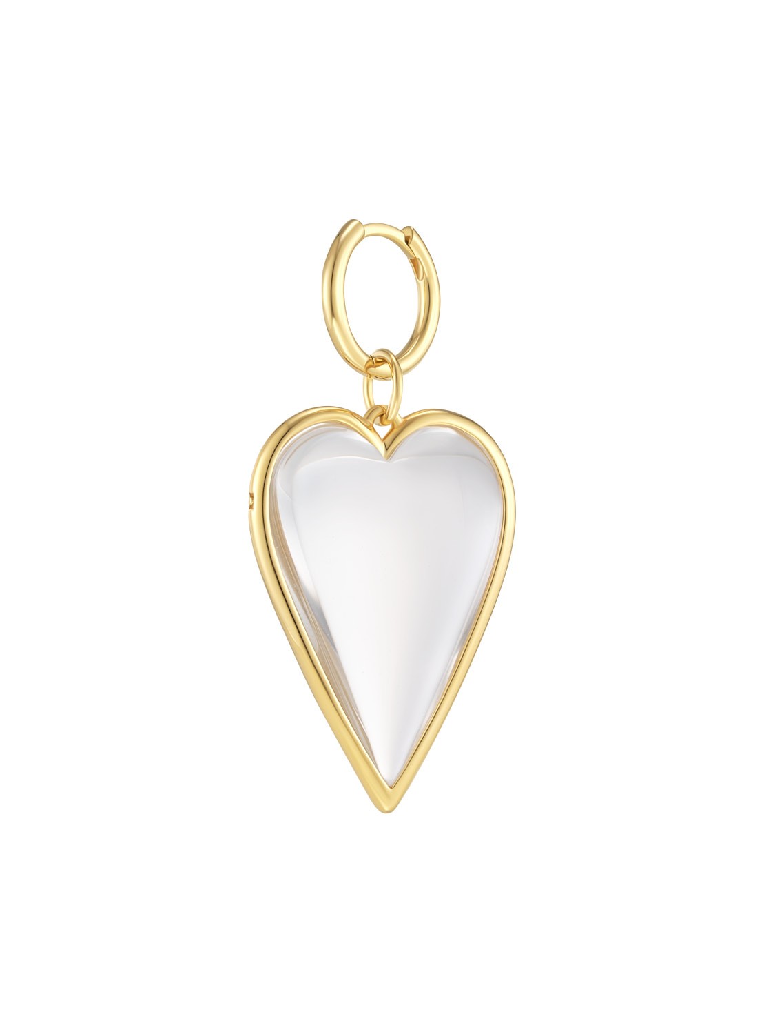 Rock Crystal Heart Single Earring Gold Vermeil