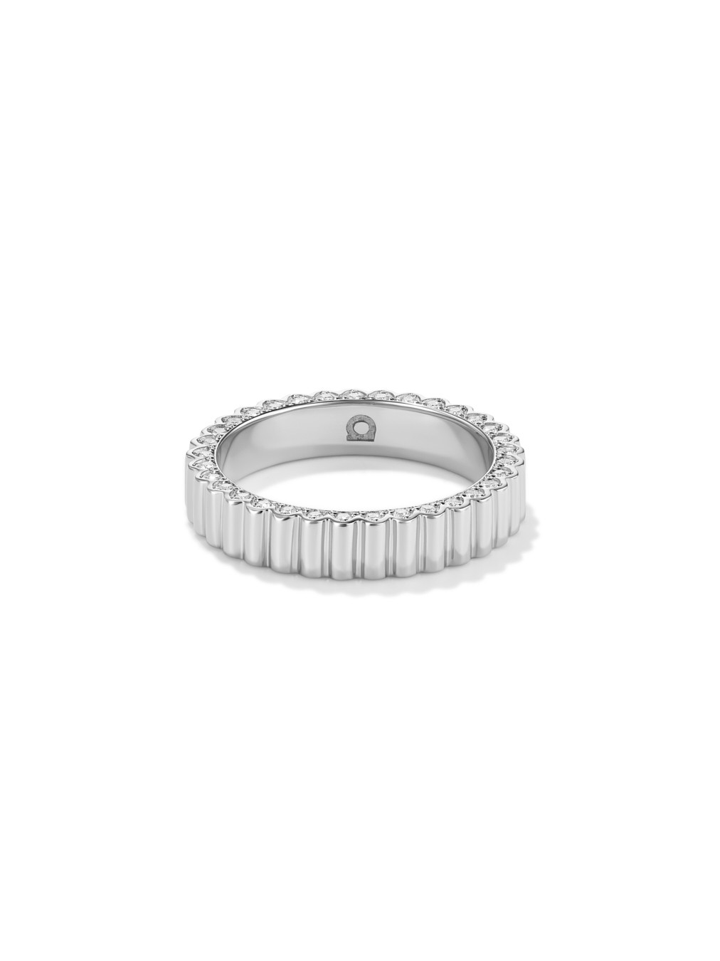 Tube Bead Diamond Band in White Gold