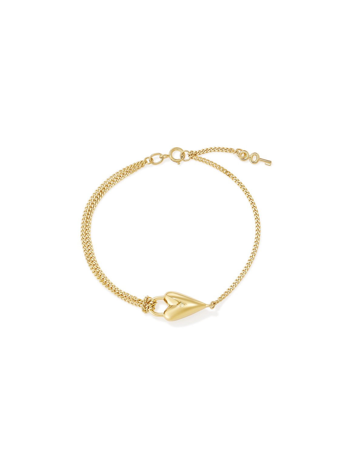 Heart and Key Bracelet Gold Vermeil