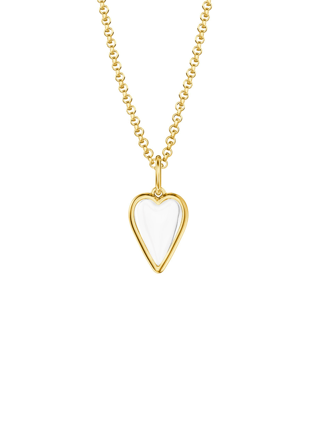 Small Rock Crystal Heart Pendant Necklace Gold Vermeil