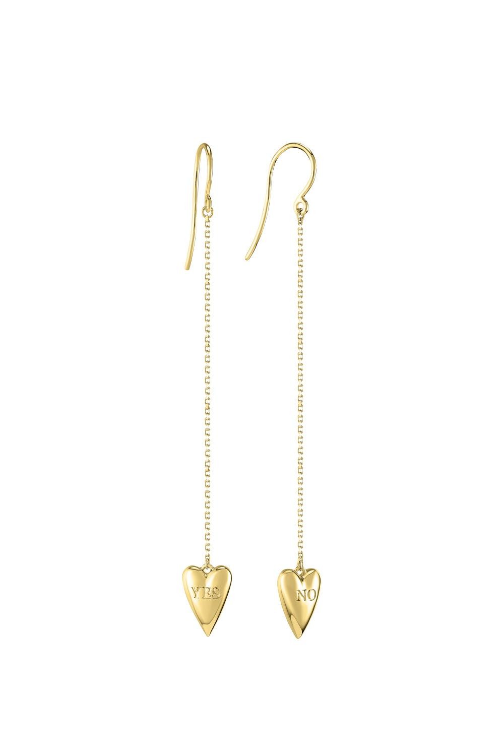 Yes-no Heart Earrings Gold Vermeil