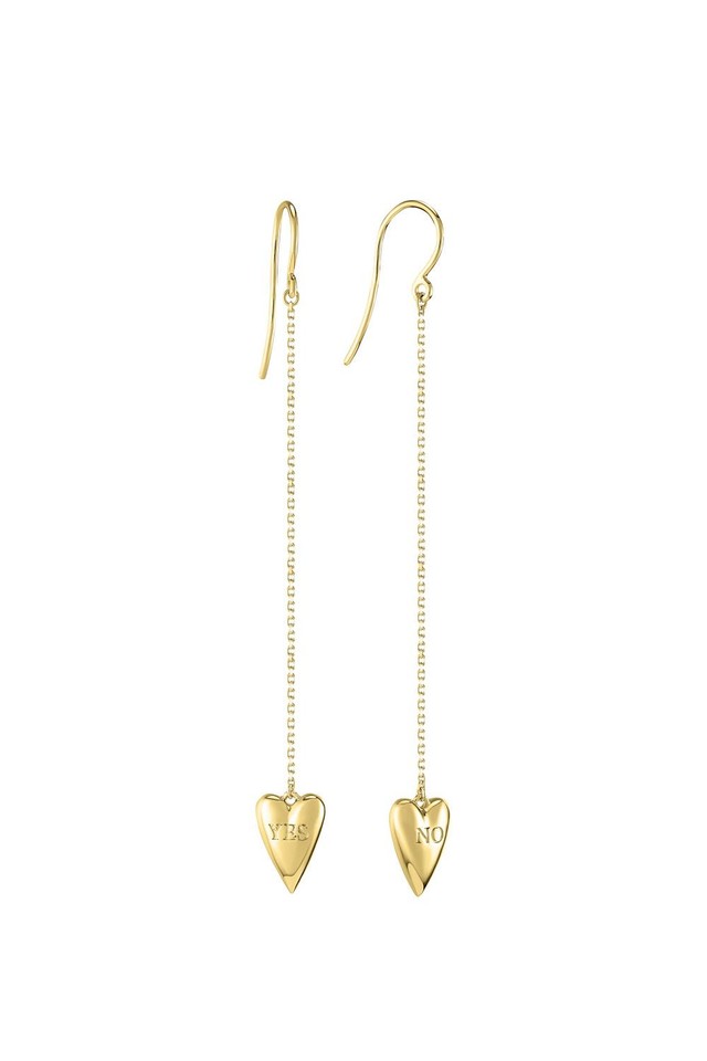 Yes-no Heart Earrings Gold Vermeil