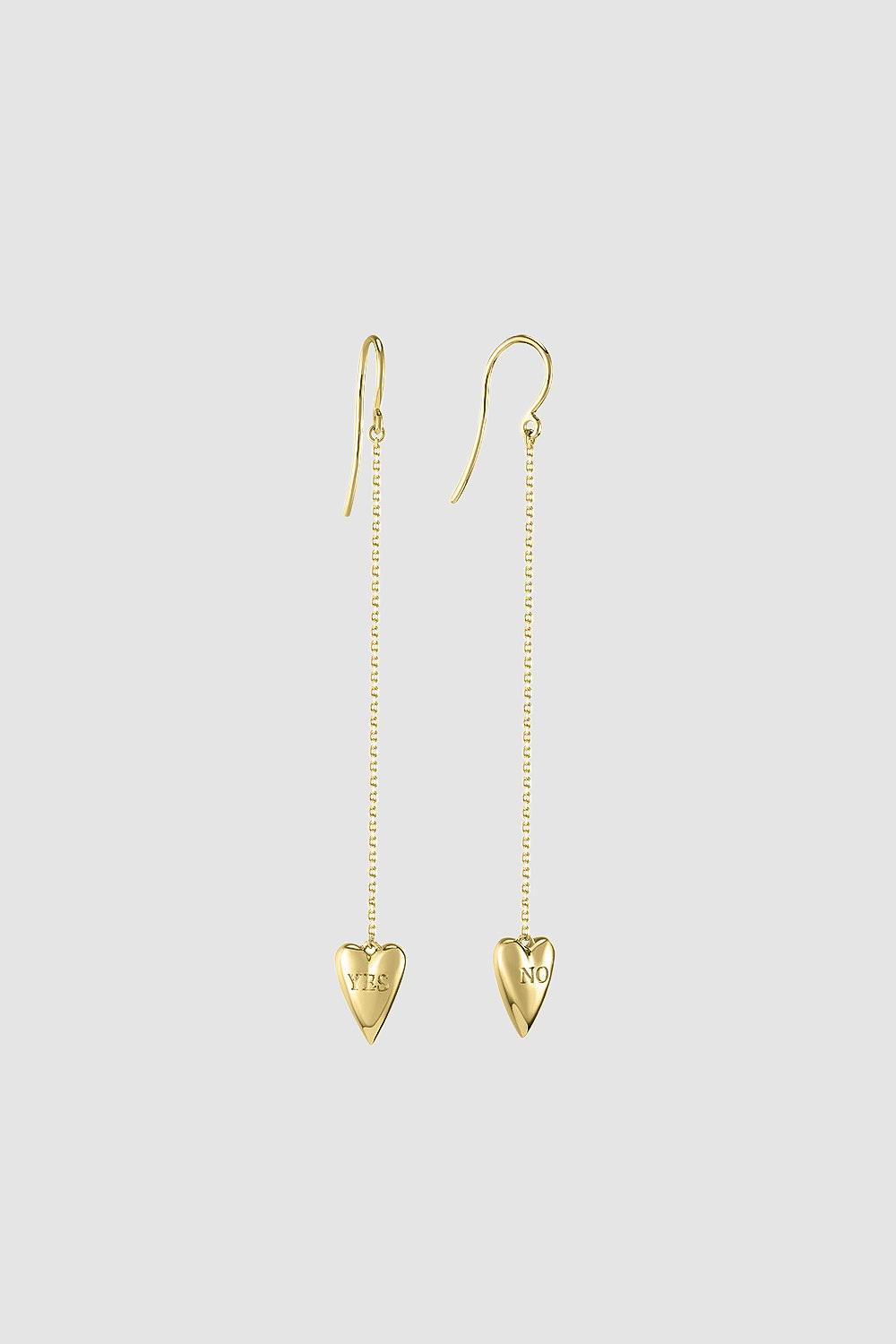 Yes-no Heart Earrings Yellow Gold Plated