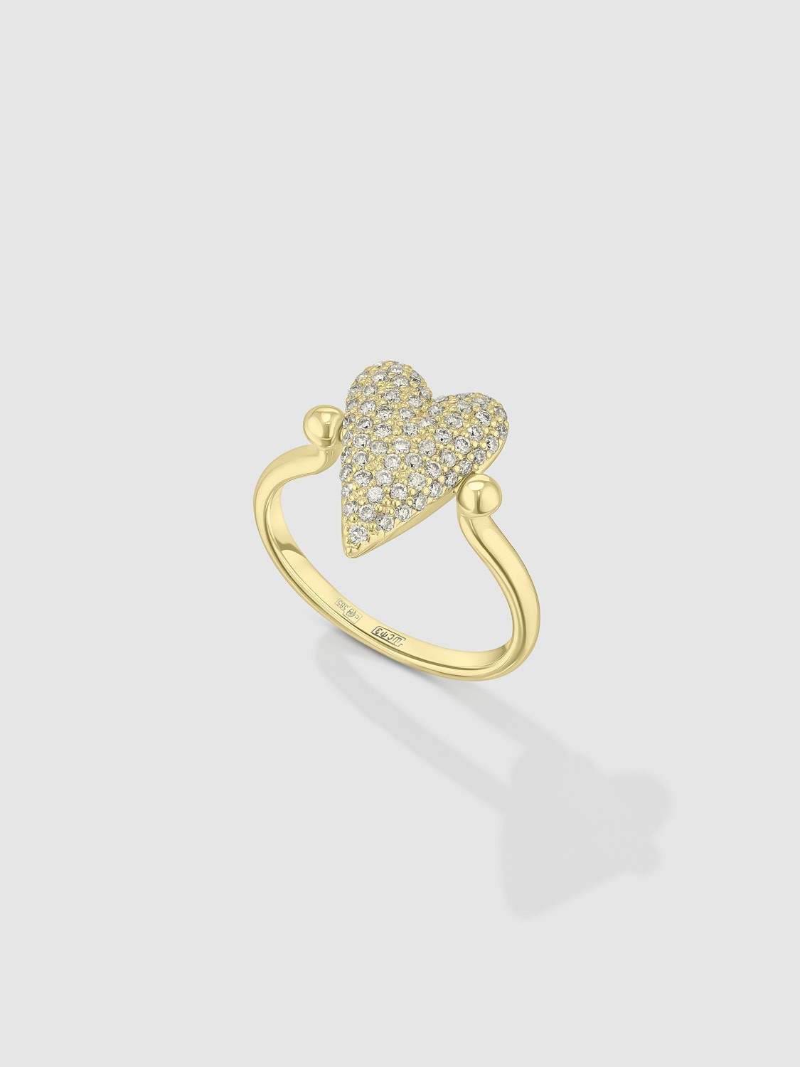 Diamond Heart Flip Ring In Yellow Gold
