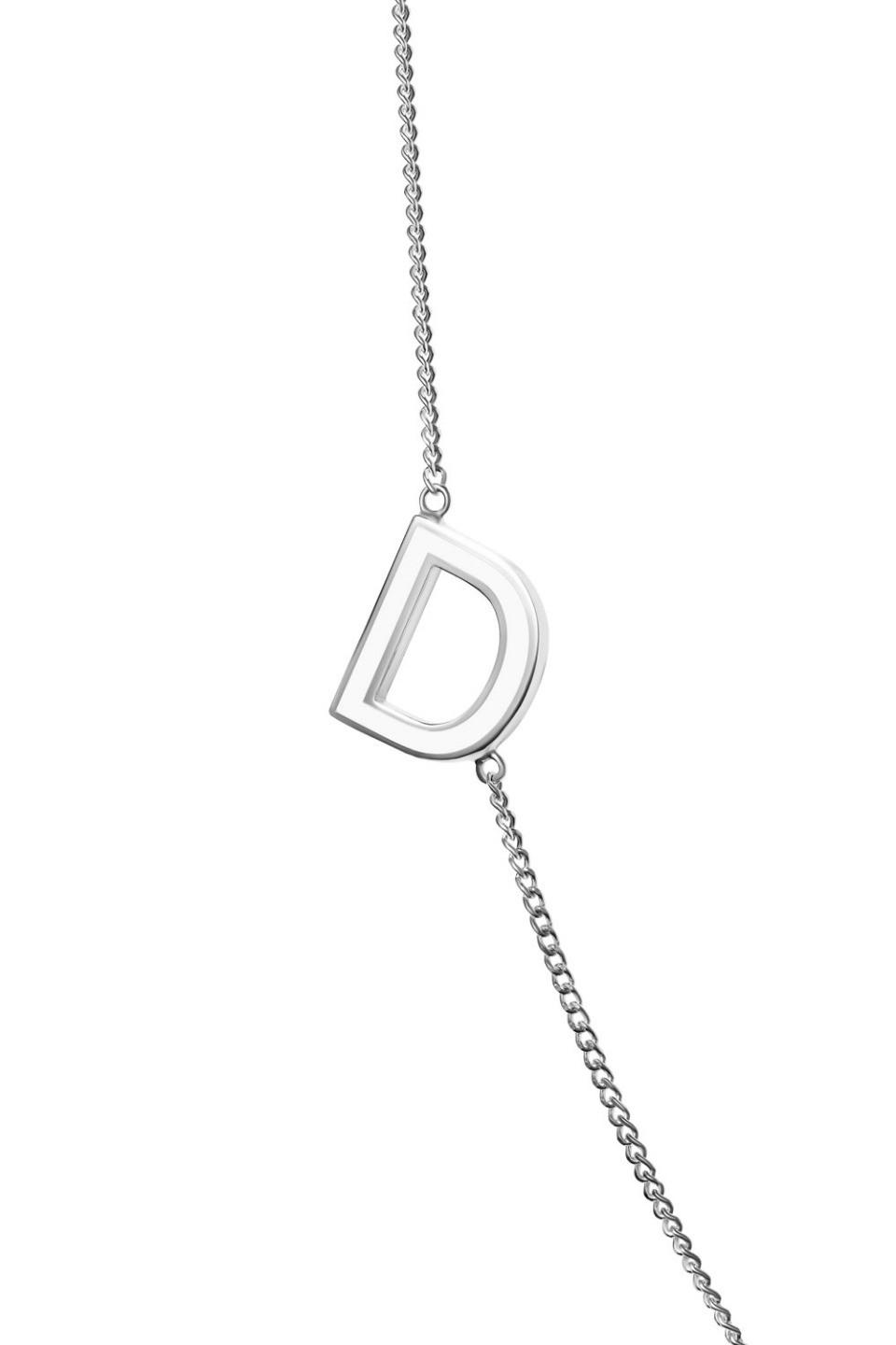 Letter D Necklace With White Enamel