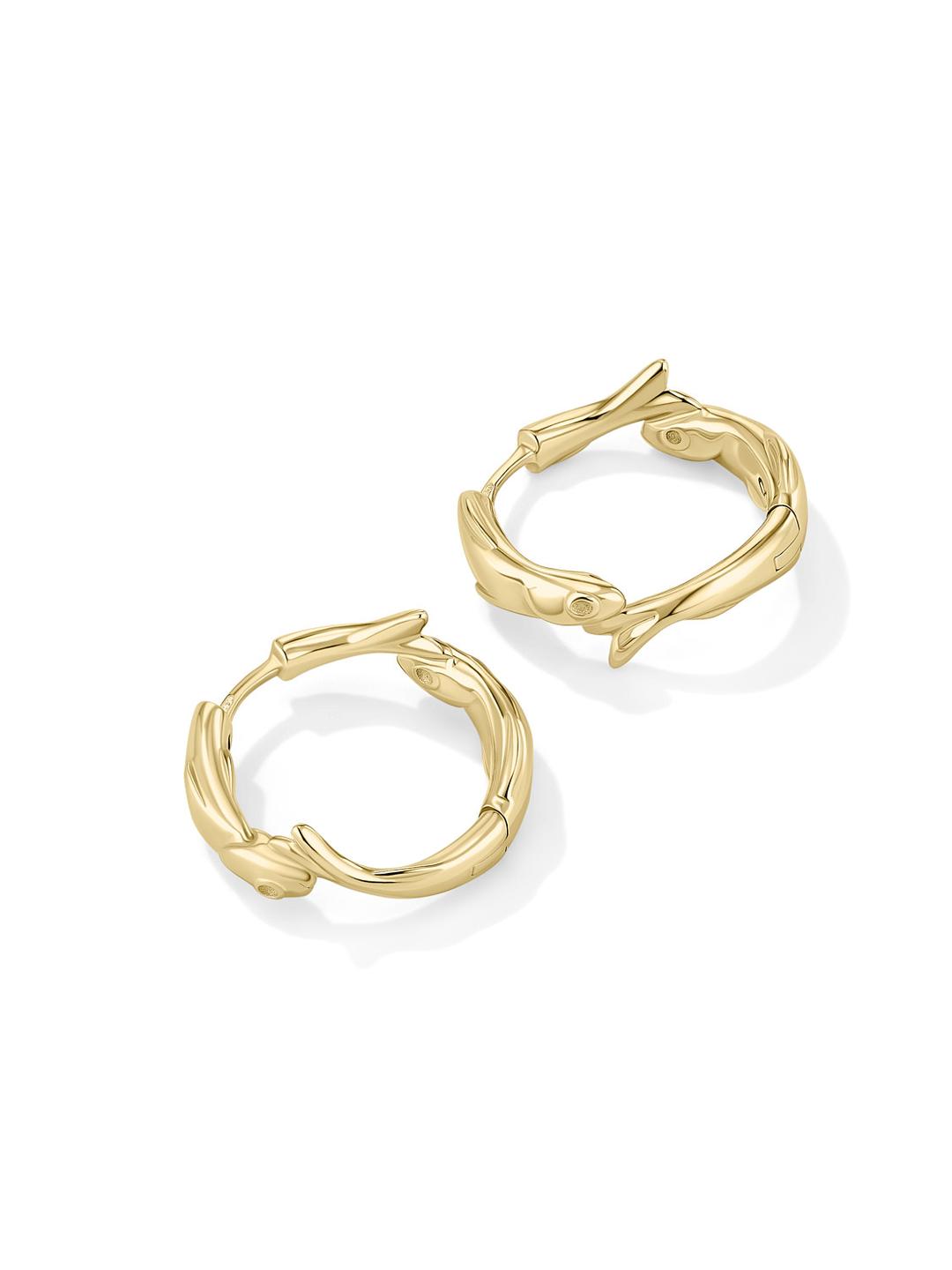 Twin Fish Hoops Gold Plated