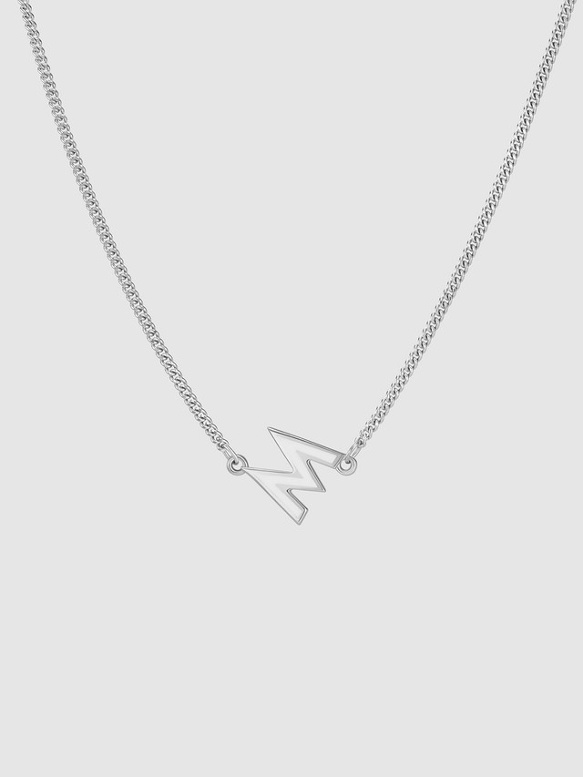 Letter M Necklace With White Enamel