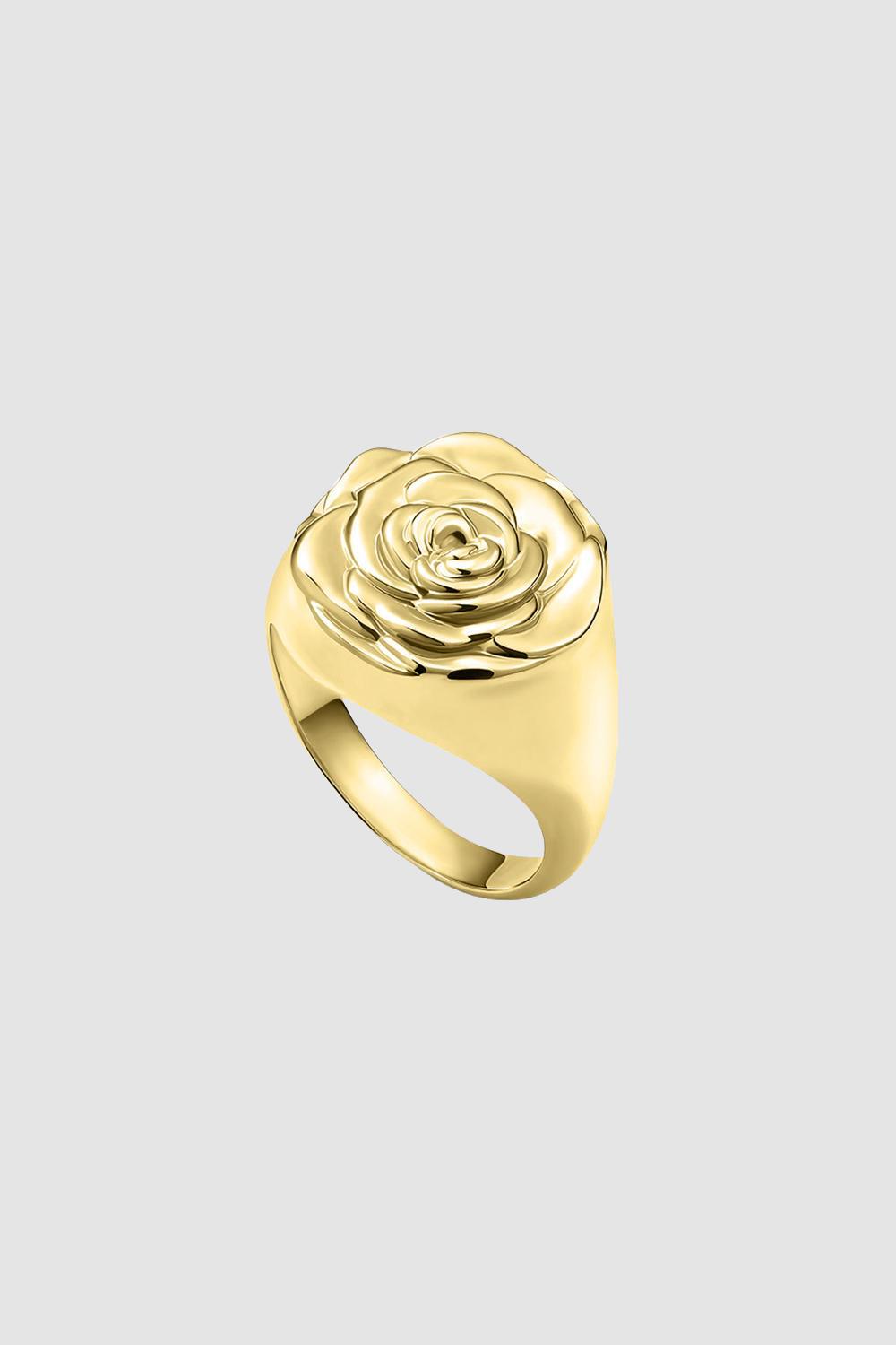 Rose Signet Yellow Gold Plated