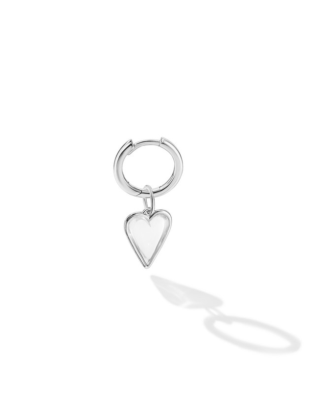 Small Rock Crystal Heart Single Earring