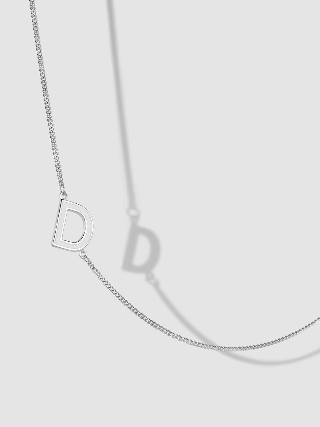 Letter D Necklace With White Enamel