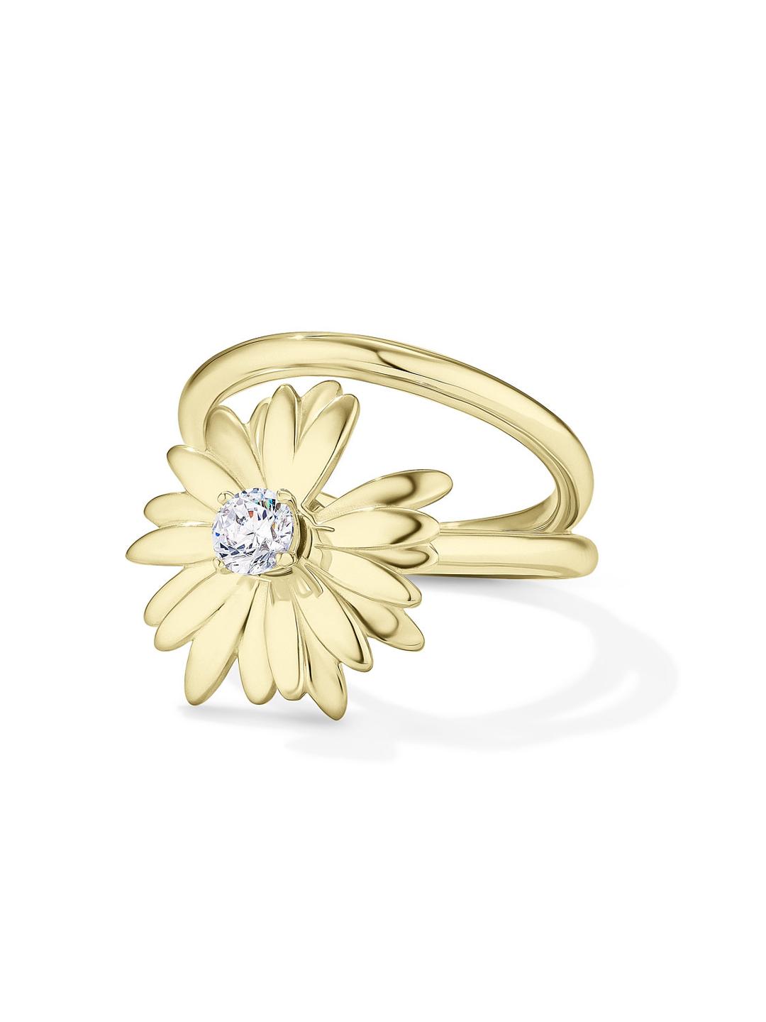 Diamond Daisy Spinner Ring In Yellow Gold