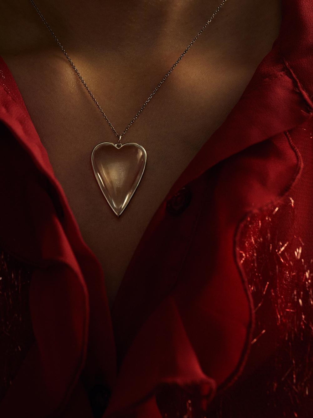 Rock Crystal Heart Pendant Necklace