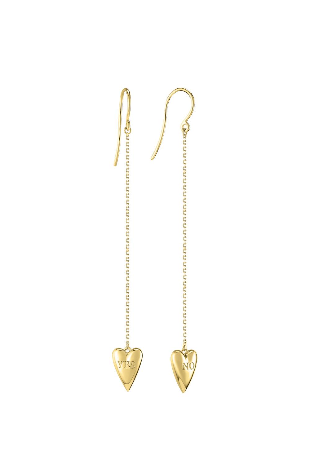 Yes-no Heart Earrings Yellow Gold Plated