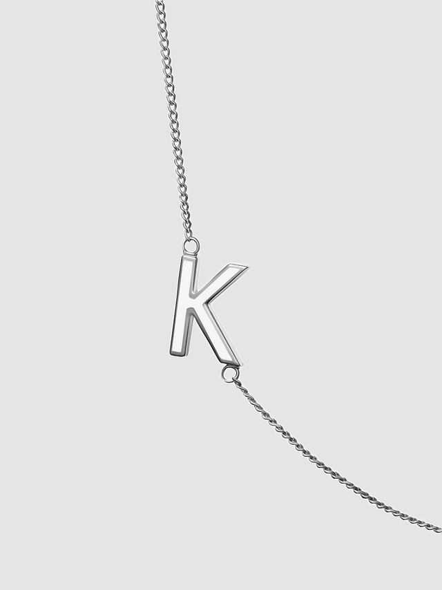 Letter K Necklace With White Enamel