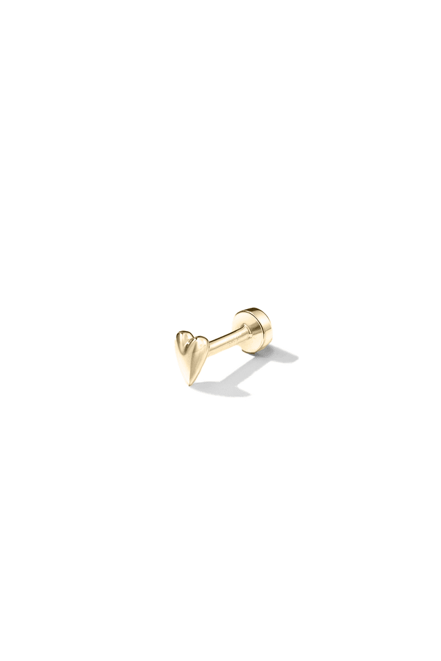Heart Piercing Stud in Yellow Gold