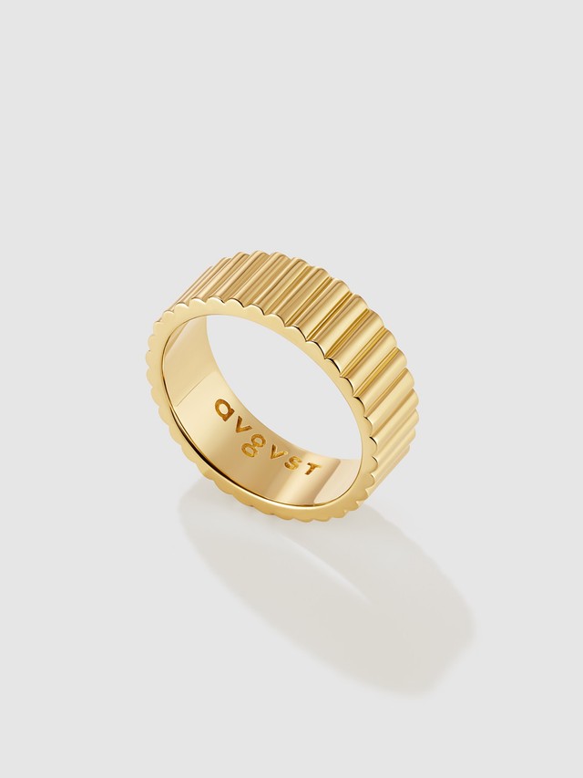 Bugle Bead Narrow Ring Gold Plated